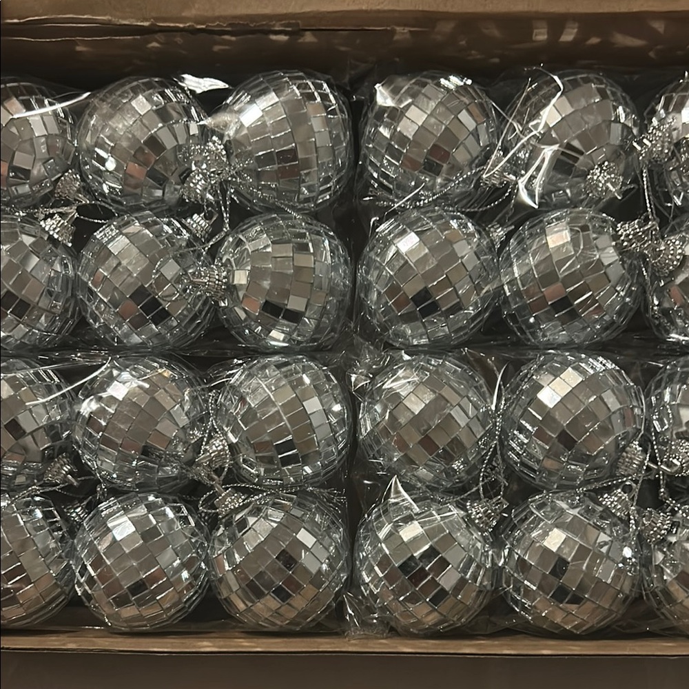 Set of Silver Disco Ball Ornaments - Picture 3 of 5